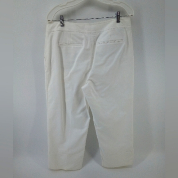 Rafaella White Crop Pants Cotton Spandex Button Detail 12 - Picture 7 of 8